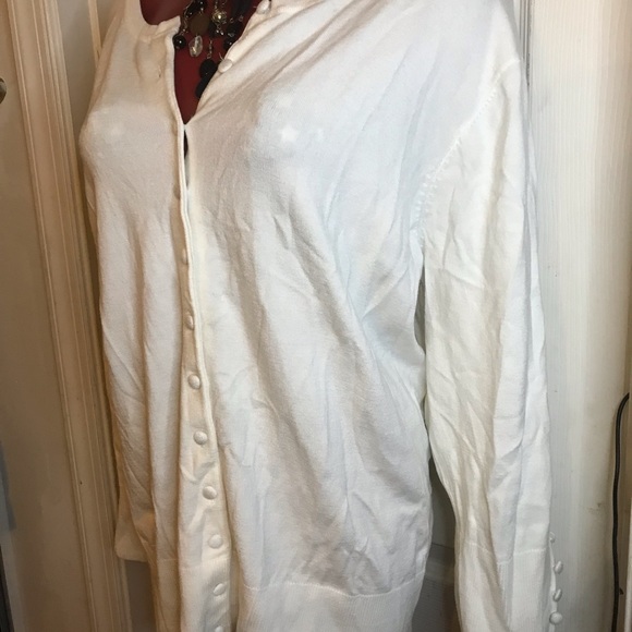 WOMENS GRACE ELEMENTS CARDIGAN SWEATER BUTTON UP -PLUS SIZE 3X - IVORY- EUC - Picture 2 of 11